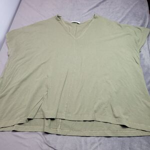 Bryn Walker Olive Green V-Neck Relaxed Fit Short Sleeve Top Womens L